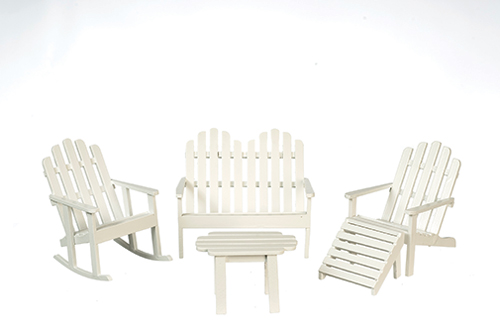 Adirondack dollhouse furniture, 5 pc., White